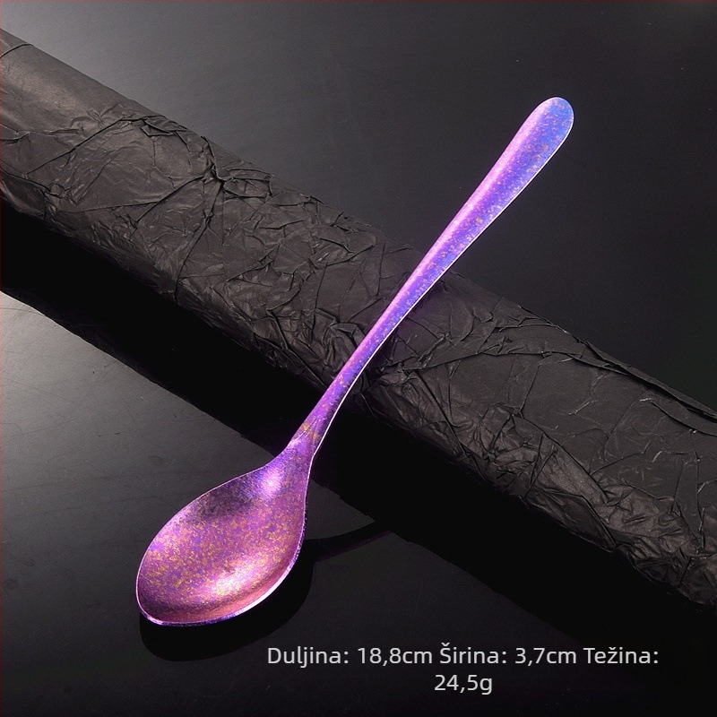 Žlica za led od čistog titana, srcoliti kristalni dizajn i duga drška (moderni minimalistički stil; mogućnost prilagođavanja)