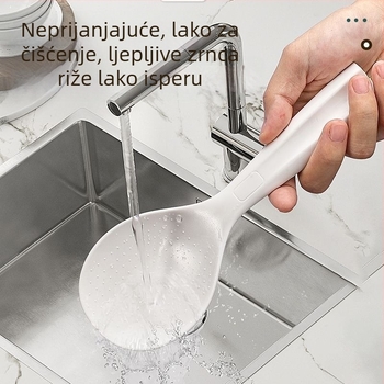 Žlica za rižu s nelepivom površinom, prehrambeni silikon, otporna na visoke temperature, zaštita od opeklina, ručka od PP