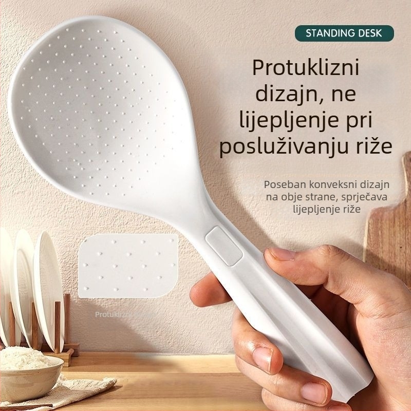 Žlica za rižu s nelepivom površinom, prehrambeni silikon, otporna na visoke temperature, zaštita od opeklina, ručka od PP