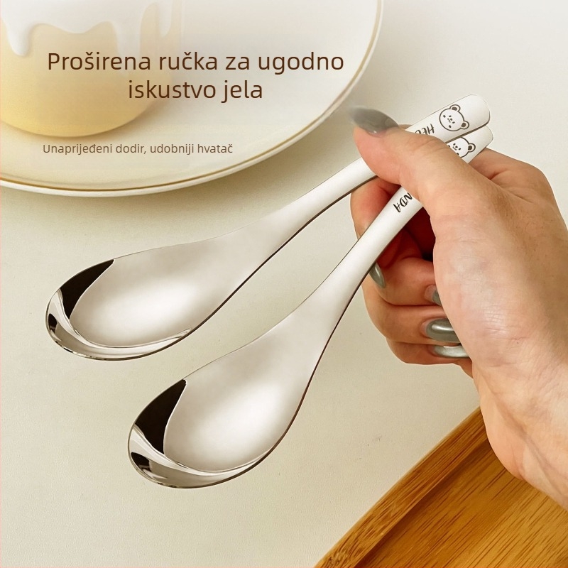 Dječja žlica Earl od 304 nehrđajućeg čelika, sladak uzorak Hehe bear, ogledni završni sloj