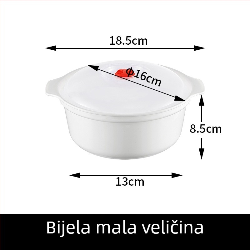 Plastična zdjela za mikrovalnu s poklopcem, kružnog oblika, 800–1000 ml, za rižu i pareno pecivo