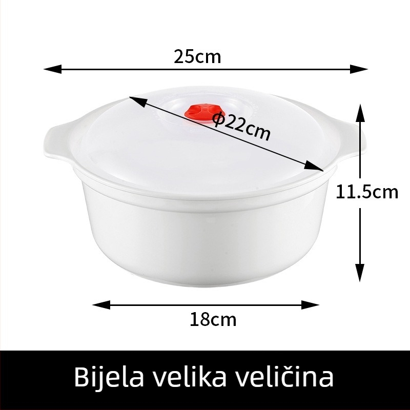 Plastična zdjela za mikrovalnu s poklopcem, kružnog oblika, 800–1000 ml, za rižu i pareno pecivo