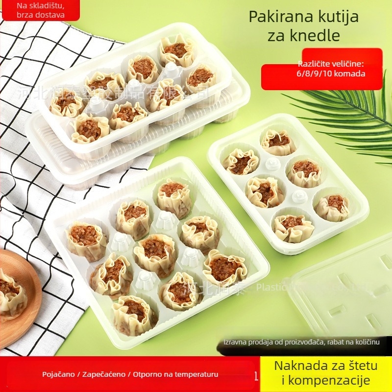 8-dijelna jednokratna kutija za pakiranje dim sum, plastika, prehrambena kvaliteta, zatvorena, kutija za ručak