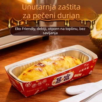 Woodwind Kutija od aluminijske folije za durijan sa papirnom podlogom od drvene celuloze – pravokutna, biološki razgradiva, pakiranje 1000 kom