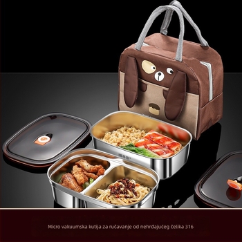 Set kutija za ručak od 316 nehrđajućeg čelika, pravokutni, dvostruki sloj, sigurno za mikrovalnu, kapacitet 2,1–3 L / 4,1–5 L