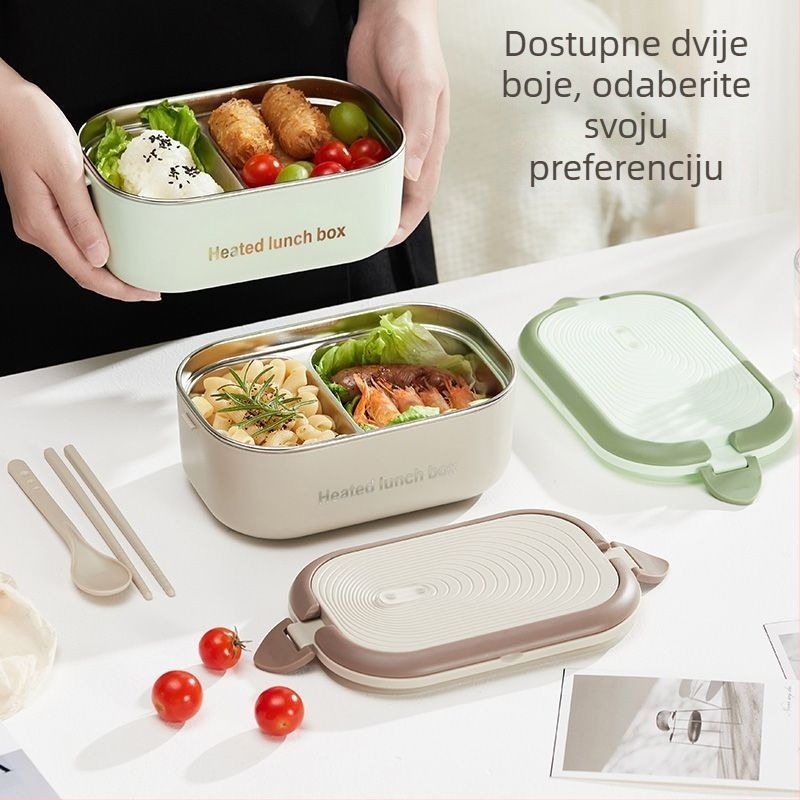 Prijenosni električni kutija za ručak, grijanje bez vode, izoliran, napajanje iz mreže, nehrđajući čelik 1,1–1,2 L