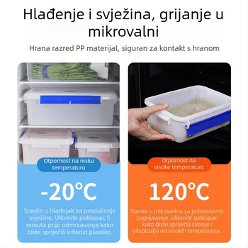 Kutija za namirnice – velika kapaciteta, plastična PP, pravokutnog oblika, pogodna za mikrovalnu pećnicu, 3.1–4 L