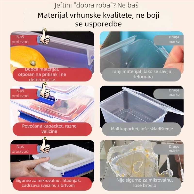 Kutija za namirnice – velika kapaciteta, plastična PP, pravokutnog oblika, pogodna za mikrovalnu pećnicu, 3.1–4 L