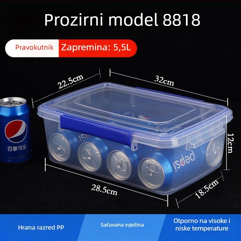 Kutija za namirnice – velika kapaciteta, plastična PP, pravokutnog oblika, pogodna za mikrovalnu pećnicu, 3.1–4 L