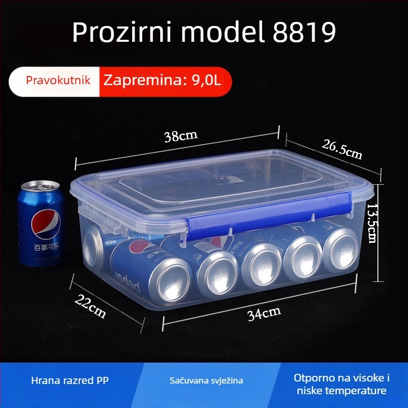 Kutija za namirnice – velika kapaciteta, plastična PP, pravokutnog oblika, pogodna za mikrovalnu pećnicu, 3.1–4 L