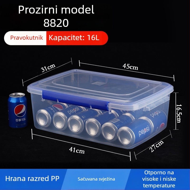 Kutija za namirnice – velika kapaciteta, plastična PP, pravokutnog oblika, pogodna za mikrovalnu pećnicu, 3.1–4 L
