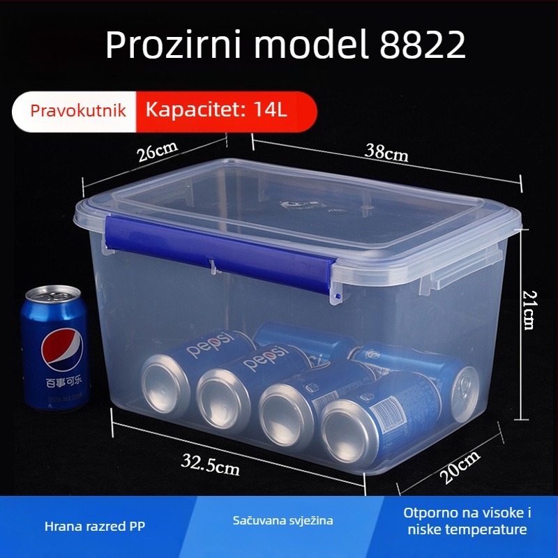 Kutija za namirnice – velika kapaciteta, plastična PP, pravokutnog oblika, pogodna za mikrovalnu pećnicu, 3.1–4 L