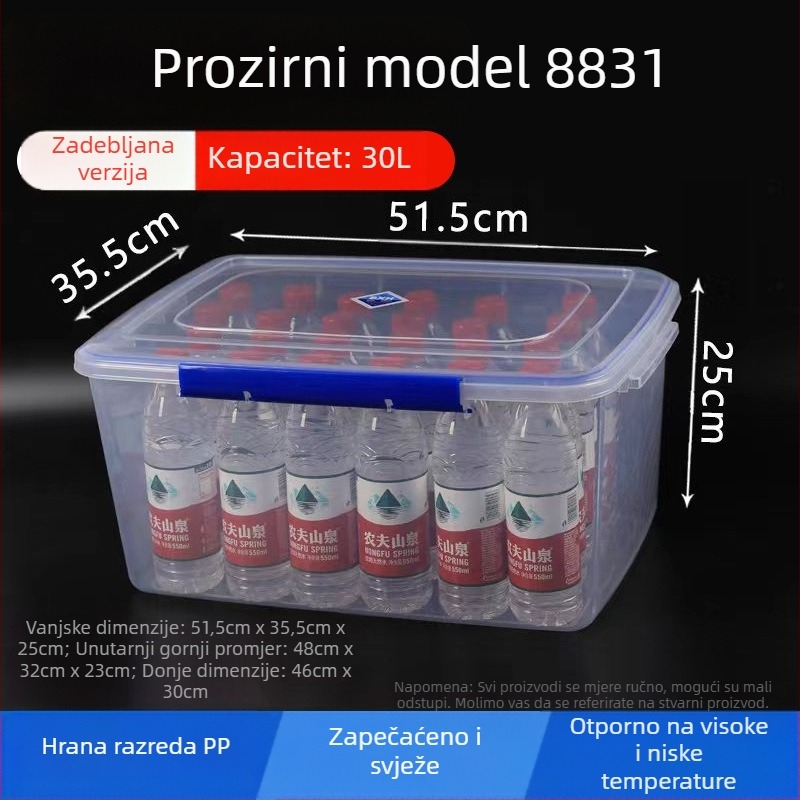 Kutija za namirnice – velika kapaciteta, plastična PP, pravokutnog oblika, pogodna za mikrovalnu pećnicu, 3.1–4 L