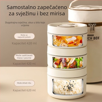 Kutija za ručak od nehrđajućeg čelika, izolirana, okrugla, otporna na prolijevanje, 501-800 ml, jednovrstna