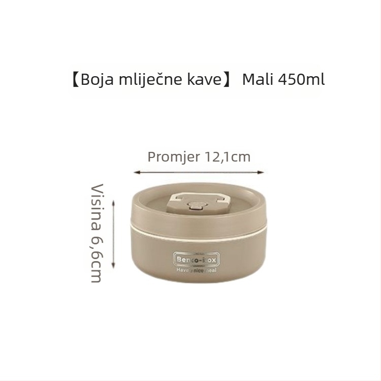 Kutija za ručak od nehrđajućeg čelika, izolirana, okrugla, otporna na prolijevanje, 501-800 ml, jednovrstna