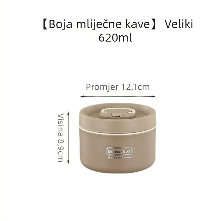 Kutija za ručak od nehrđajućeg čelika, izolirana, okrugla, otporna na prolijevanje, 501-800 ml, jednovrstna