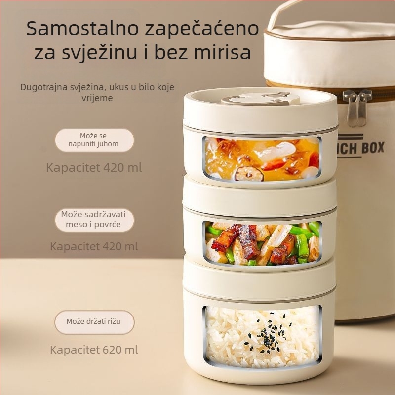 Kutija za ručak od nehrđajućeg čelika, izolirana, okrugla, otporna na prolijevanje, 501-800 ml, jednovrstna