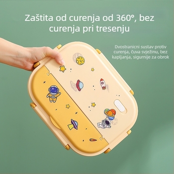 Kutija za ručak od 316 nerđajućeg čelika, termički izolirana, za djecu, kvadratnog oblika, kapacitet 1–2 L, pogodna za mikrovalnu pećnicu, karikatura dizajn