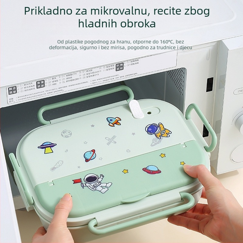 Kutija za ručak od 316 nerđajućeg čelika, termički izolirana, za djecu, kvadratnog oblika, kapacitet 1–2 L, pogodna za mikrovalnu pećnicu, karikatura dizajn