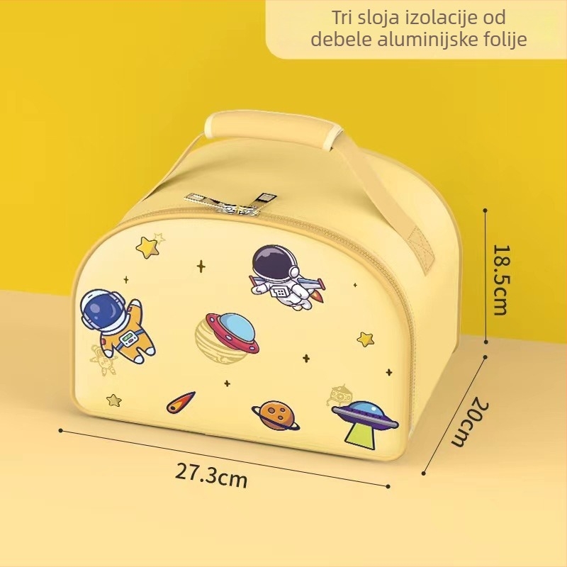 Kutija za ručak od 316 nerđajućeg čelika, termički izolirana, za djecu, kvadratnog oblika, kapacitet 1–2 L, pogodna za mikrovalnu pećnicu, karikatura dizajn