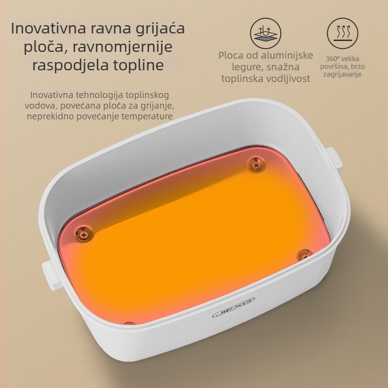 JIEXG FH-A15 Električna kutija za ručak, grijanje bez vode, kapacitet 1.6–2.0 L, unutarnji tank od 304 nehrđajućeg čelika, kućište od PP plastike, napajanje 12V/24V/220V, snaga 40W