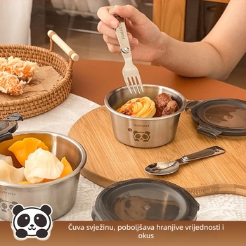 304 nehrđajući čelik okrugla kutija za hranu Bear Family uzorak, kapacitet 1–2 L, tiskani logo, mogućnost prilagodbe