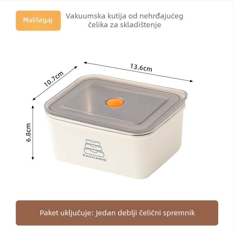 Nehrđajuća čelična zatvorena crisper kutija, pravokutnog oblika, mikrovalna kompatibilna, kapacitet 501–800 ml