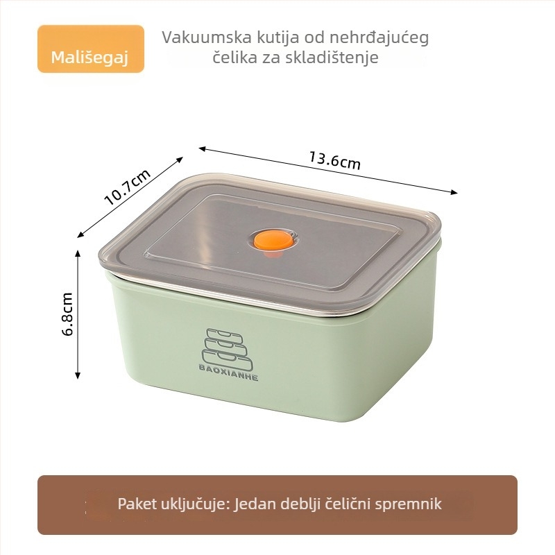 Nehrđajuća čelična zatvorena crisper kutija, pravokutnog oblika, mikrovalna kompatibilna, kapacitet 501–800 ml