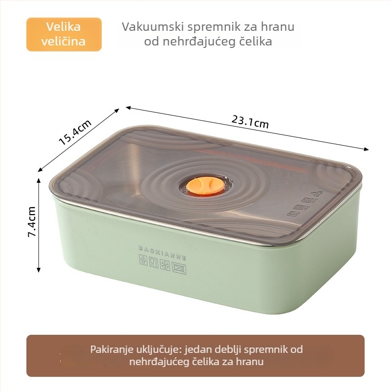 Nehrđajuća čelična zatvorena crisper kutija, pravokutnog oblika, mikrovalna kompatibilna, kapacitet 501–800 ml