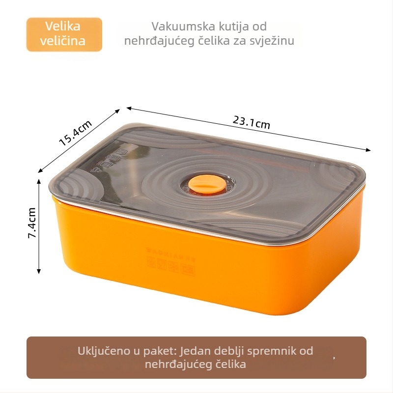 Nehrđajuća čelična zatvorena crisper kutija, pravokutnog oblika, mikrovalna kompatibilna, kapacitet 501–800 ml