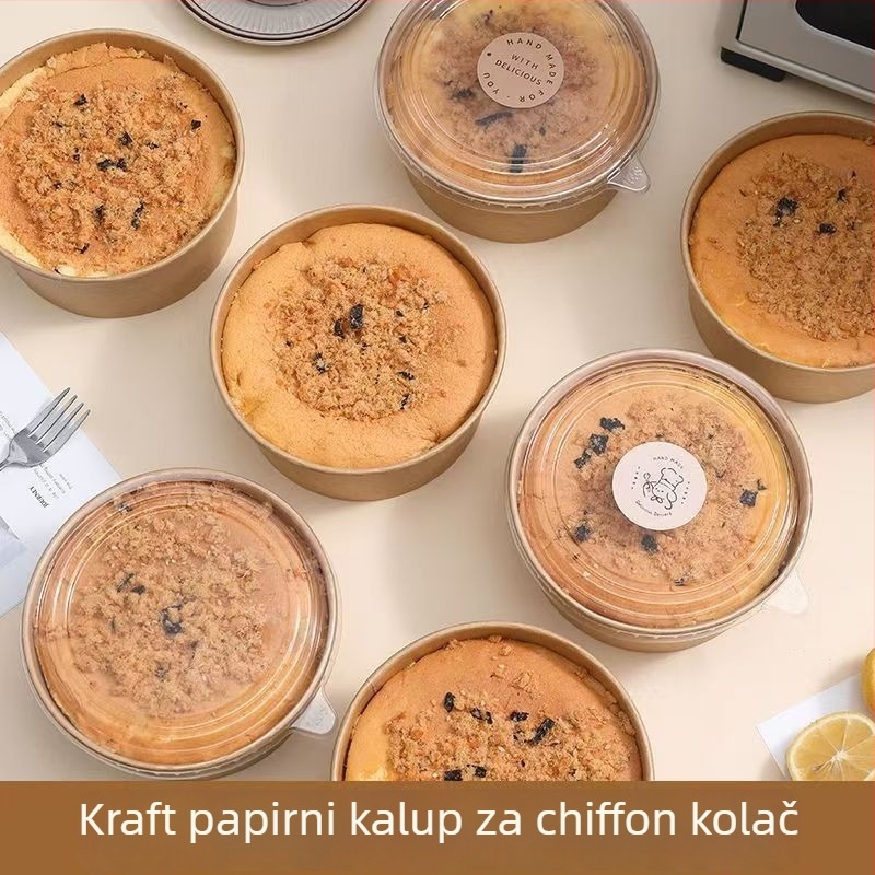 Jednokratna okrugla kutija od kraft papira s poklopcem – kvaliteta hrane, otporna na visoke temperature