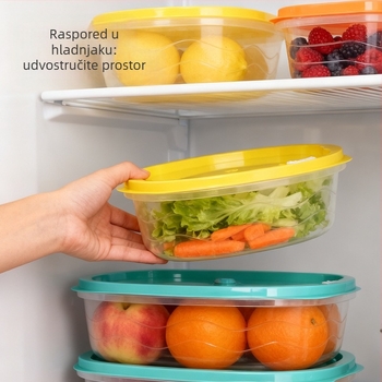 Kutije za hranu od PP, kvalitete hrane, pravokutne, s poklopcem, mikrovalno sigurne, kapacitet 501–800 ml, 5-dijelni set.