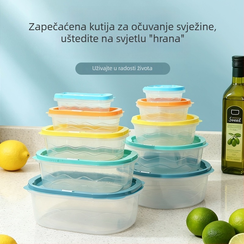 Kutije za hranu od PP, kvalitete hrane, pravokutne, s poklopcem, mikrovalno sigurne, kapacitet 501–800 ml, 5-dijelni set.