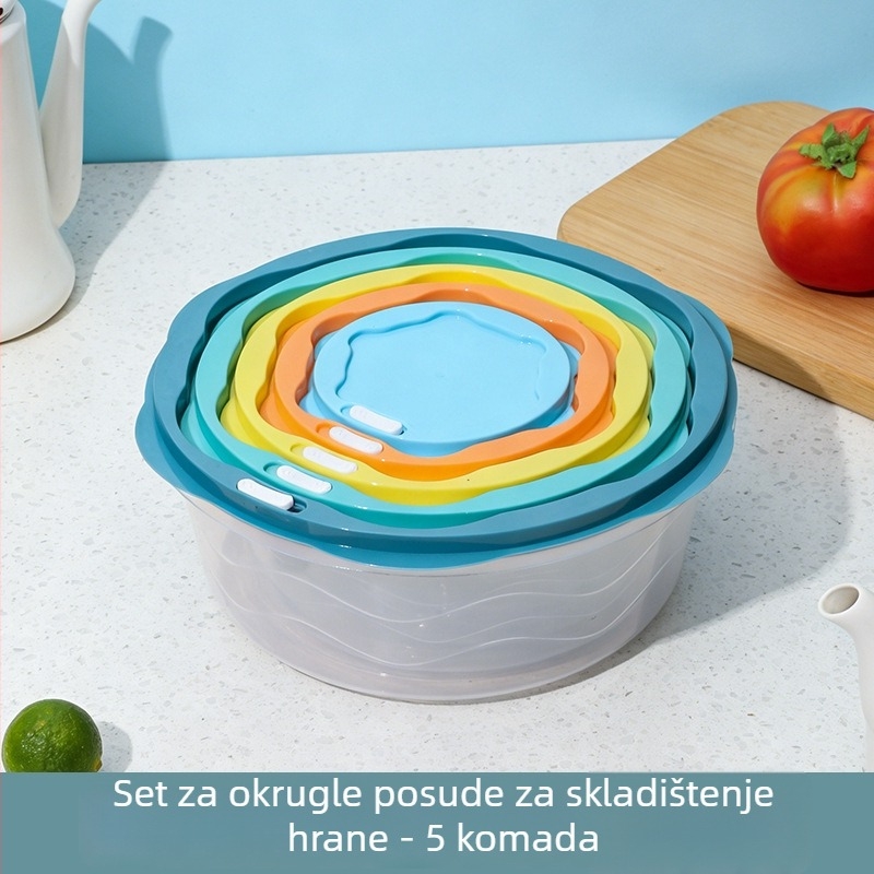 Kutije za hranu od PP, kvalitete hrane, pravokutne, s poklopcem, mikrovalno sigurne, kapacitet 501–800 ml, 5-dijelni set.