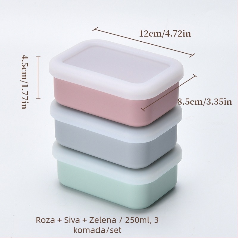 Kancelarijska kutija za ručak od silikona, pogodna za mikrovalnu pećnicu, pravokutnog oblika, kapacitet 800–1000 ml, čuva svježu hranu