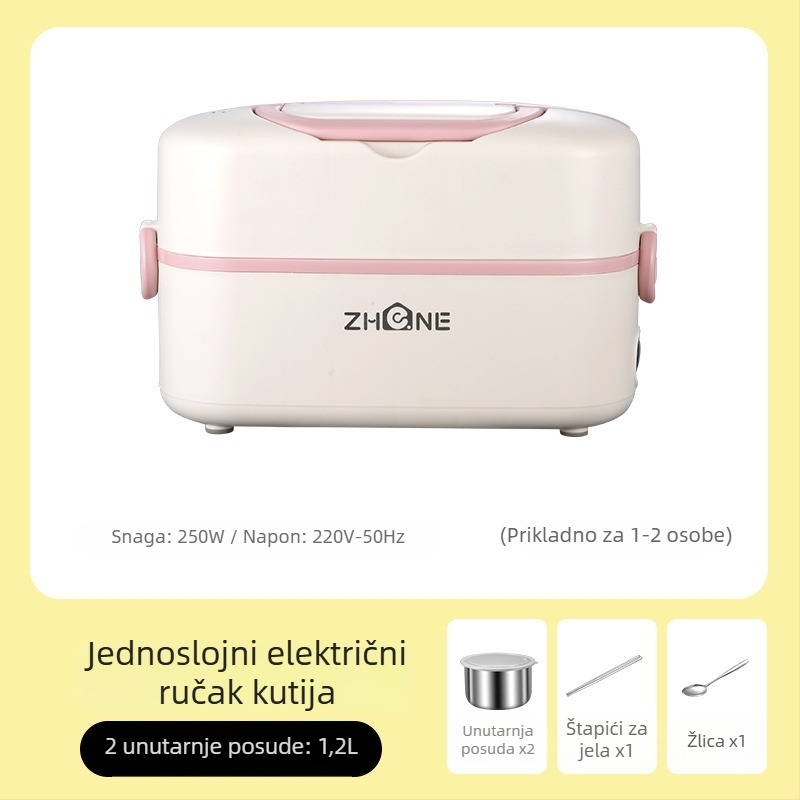 Električna kutija za ručak velike kapacitete, s poklopcem, priključkom na mrežu, mini kuhalo za rižu, izolirana grijaća kutija