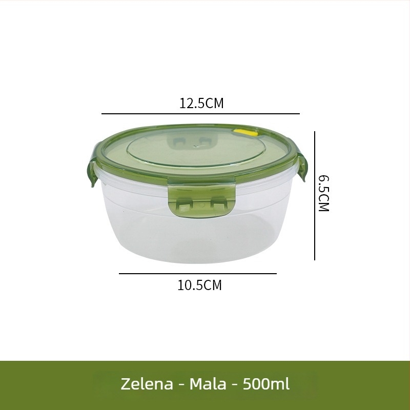Plastična kutija za ručak s ventilacijskim otvorima, mikrovalna kompatibilna, okruglog oblika, kapacitet 1–2 L, poklop
