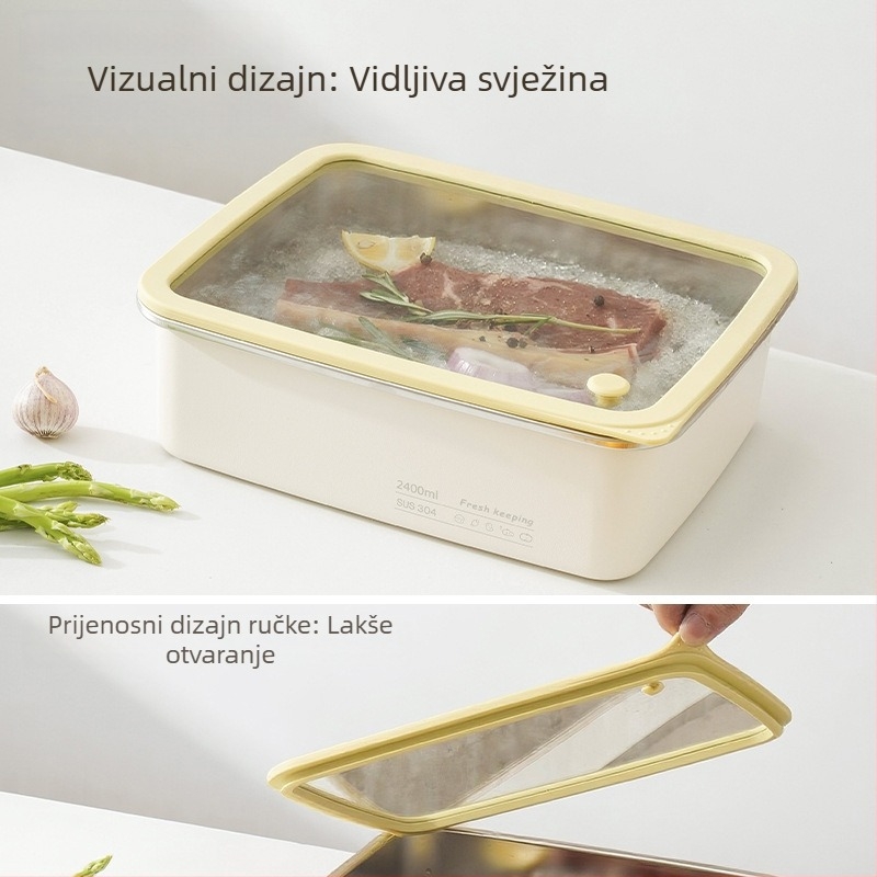 Kutija za ručak od 304 nehrđajućeg čelika, pravokutna, mikrovalna sigurnost, proziran stakleni poklopac s brtvom, različiti kapaciteti