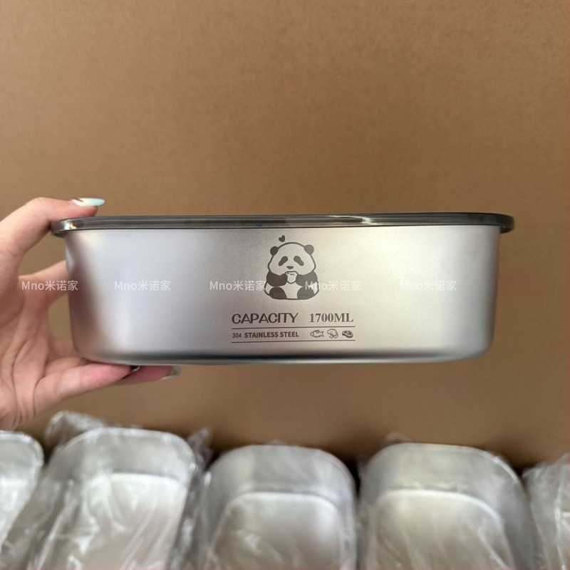 Panda kutija za obrok od 304 nehrđajućeg čelika, četvrtasta jednovrstna posuda, kapacitet 301–500 ml, mikrovalna nije prisutna