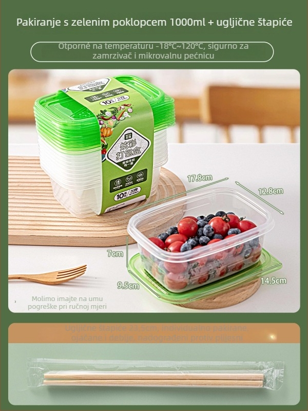 Jednokratna PP kutija za ručak sa zdjelom i štapićima, sigurnost hrane, biološki razgradiva, za ured