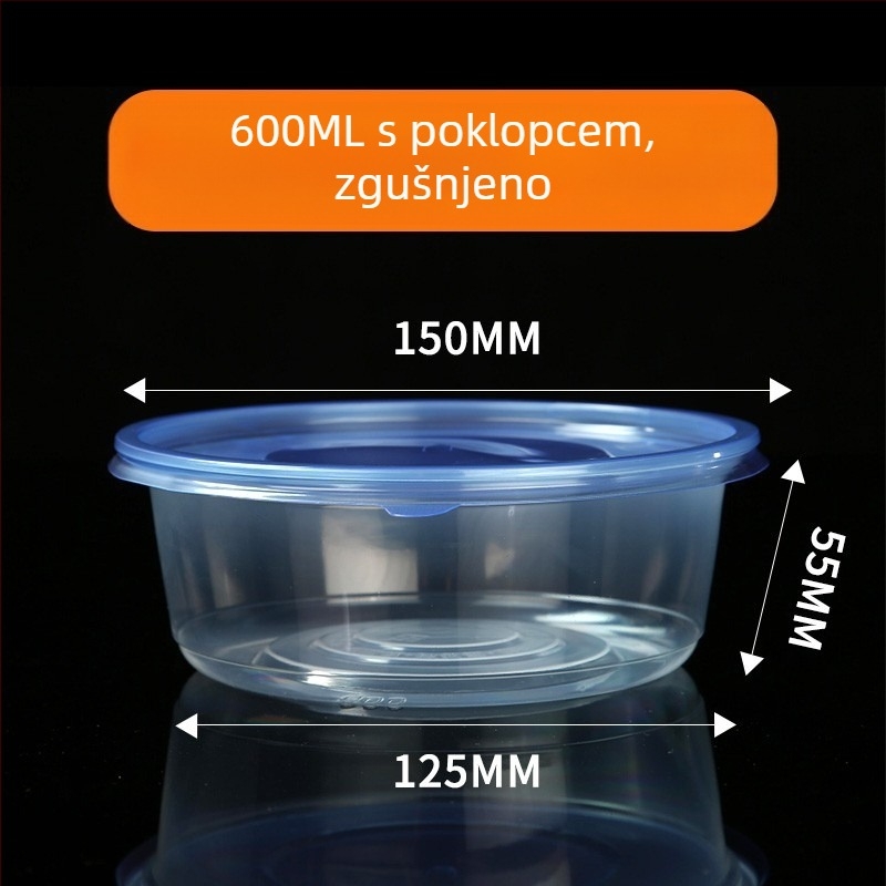 Jednokratna zdjela, čvrsti PP5, otporna na visoke temperature, mikrovalna pećnica, tisak logotipa