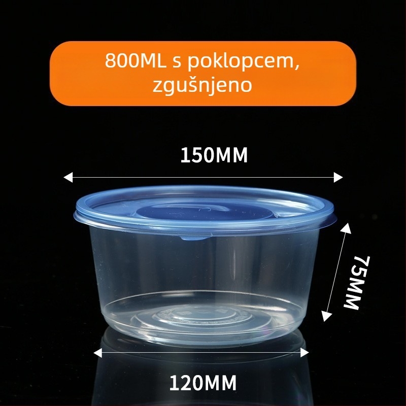 Jednokratna zdjela, čvrsti PP5, otporna na visoke temperature, mikrovalna pećnica, tisak logotipa