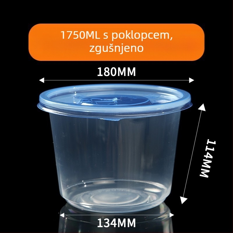 Jednokratna zdjela, čvrsti PP5, otporna na visoke temperature, mikrovalna pećnica, tisak logotipa