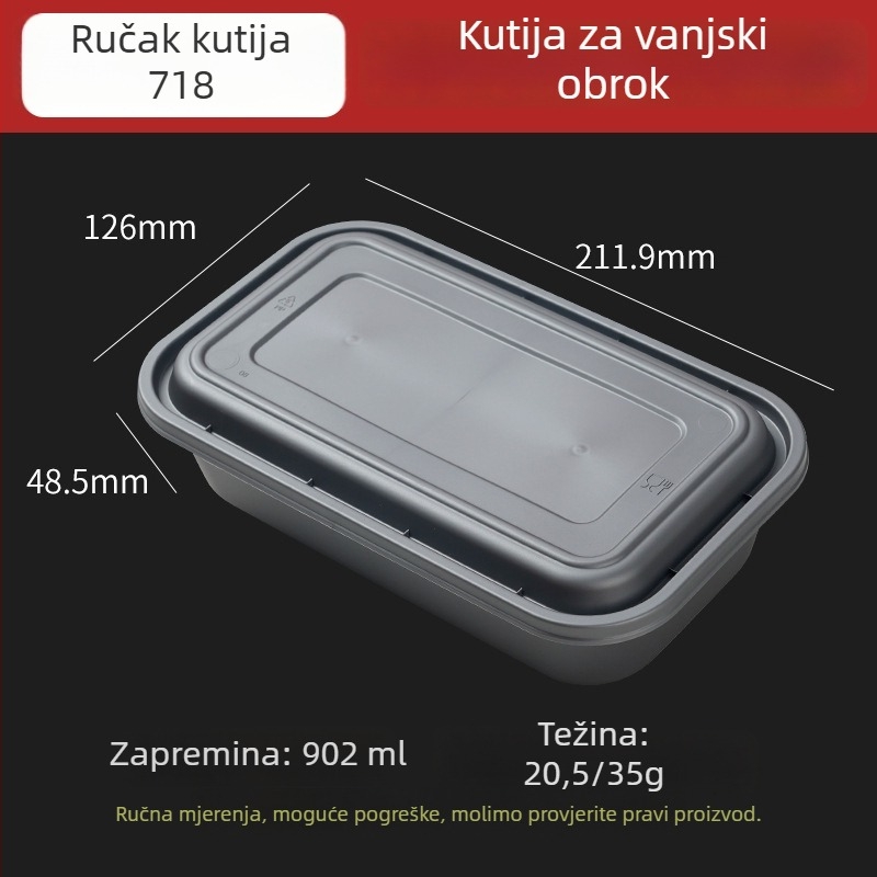 Jednokratna pravokutna kutija za obrok, mikrovalnu pećnicu pogodna, prehrambeni PP materijal, mogućnost otiska logotipa