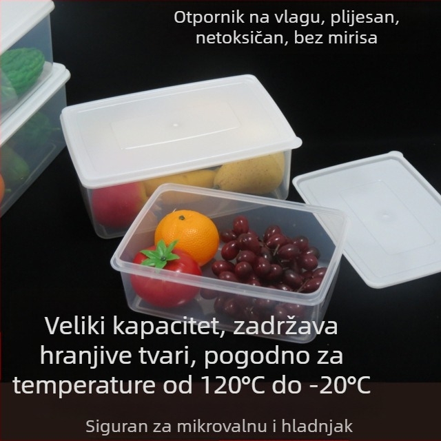 Plastična pravokutna kutija za skladištenje hrane, prehrambena kvaliteta, prozirna, za hladnjak, Let's Write