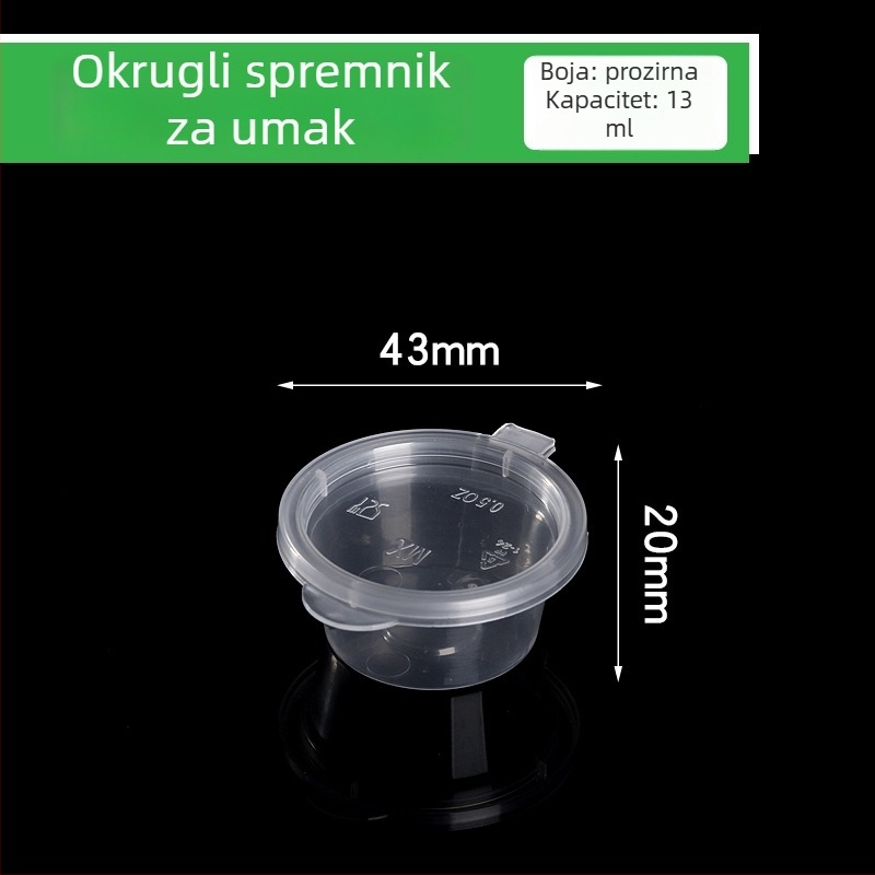 Jednokratna posuda za umake s poklopcem, plastična, mikrovalna sigurna, tiskanje logotipa dostupno, mogućnost prilagodbe