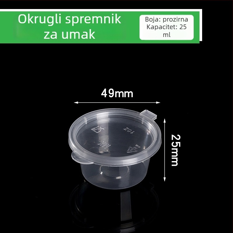 Jednokratna posuda za umake s poklopcem, plastična, mikrovalna sigurna, tiskanje logotipa dostupno, mogućnost prilagodbe