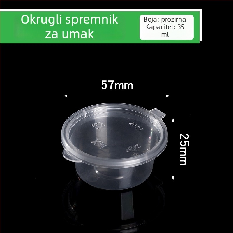 Jednokratna posuda za umake s poklopcem, plastična, mikrovalna sigurna, tiskanje logotipa dostupno, mogućnost prilagodbe