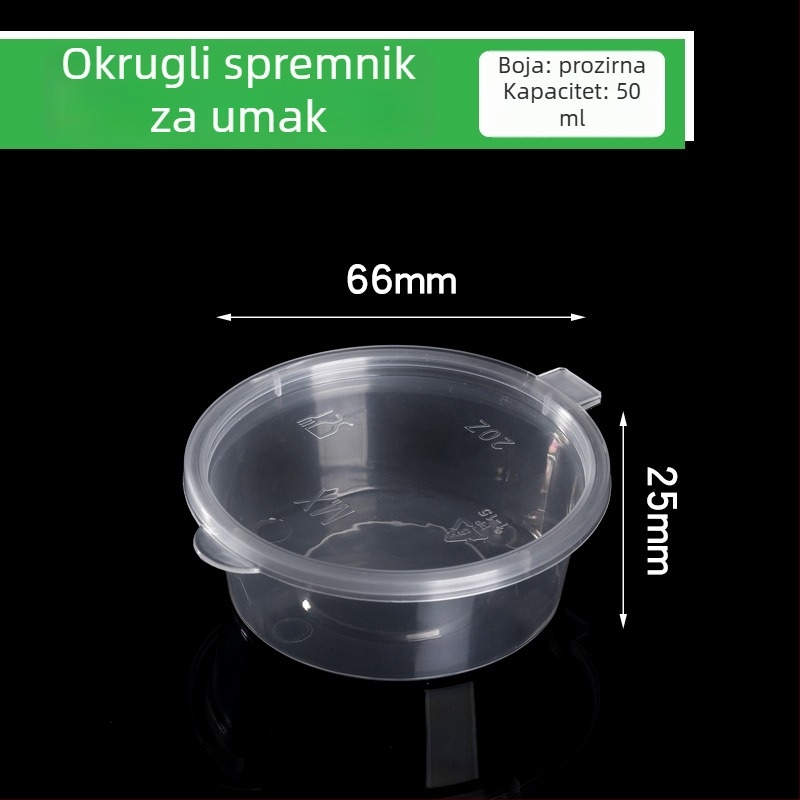 Jednokratna posuda za umake s poklopcem, plastična, mikrovalna sigurna, tiskanje logotipa dostupno, mogućnost prilagodbe
