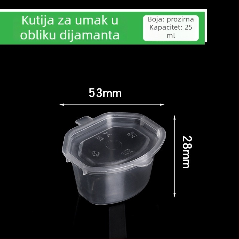 Jednokratna posuda za umake s poklopcem, plastična, mikrovalna sigurna, tiskanje logotipa dostupno, mogućnost prilagodbe